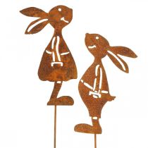 Decoração de jardim plugue decorativo de coelho ferrugem Páscoa 8×16cm 2 peças (1 par)