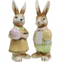 Coelhinhos de Páscoa Deco com ovo, Coelhinhos de decoração de Páscoa, cerâmica, H24cm 2pcs