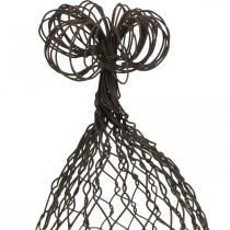 Cobertura de arame, campainha decorativa, treliça em metal castanho, pátina A25cm Ø16cm