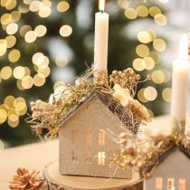 Itens Luminária de metal decorativa em formato de casa, 16 cm
