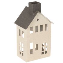 Itens Casa decorativa de metal com chaminé e janela, 24 cm