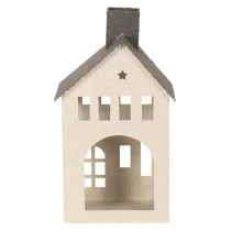 Itens Casa decorativa de metal com chaminé e janela, 24 cm