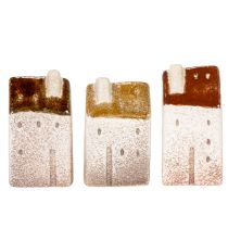 Itens Conjunto de miniaturas de casas decorativas em cerâmica, para decoração de mesa, 9 cm, 3 peças.