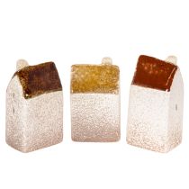 Itens Conjunto de miniaturas de casas decorativas em cerâmica, para decoração de mesa, 9 cm, 3 peças.