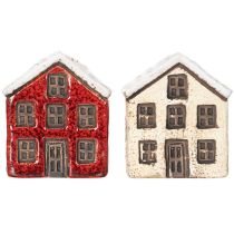 Itens Castiçal de cerâmica, casinha decorativa com neve para decoração de mesa, 7 cm, 2 peças