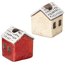 Itens Castiçal de cerâmica, casinha decorativa com neve para decoração de mesa, 7 cm, 2 peças