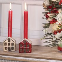 Itens Castiçal de cerâmica, casinha decorativa com neve para decoração de mesa, 7 cm, 2 peças