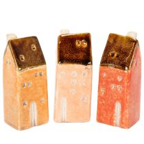 Itens Casa decorativa em miniatura de cerâmica para peitoril de janela, 10 cm, 3 peças