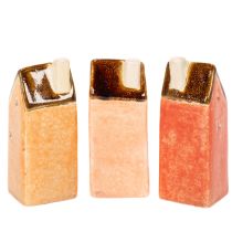 Itens Casa decorativa em miniatura de cerâmica para peitoril de janela, 10 cm, 3 peças