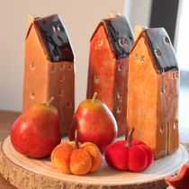 Itens Casa em miniatura decorativa de cerâmica com janelas, 14 cm, 3 peças