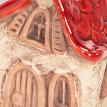 Itens Conjunto de decoração de casinhas de cerâmica, casinhas pequenas com telhado vermelho, 8 cm, 2 peças.
