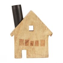 Itens Castiçal decorativo em madeira em formato de casa, preto, 10,5×3,5×13cm