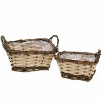 Itens Cesta decorativa para plantador, quadrada, cor natural 21 × 16/16 × 13cm, conjunto de 2