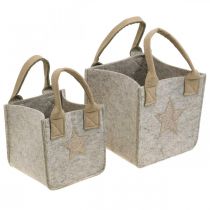 Saco decorativo de feltro para plantador decoração de Natal bege 20/16 cm conjunto de 2