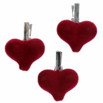 Coração decorativo com clipe vermelho 3cm 8pcs