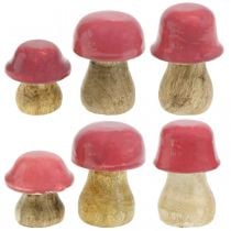 Cogumelos decorativos de outono feitos de madeira Cogumelos de madeira roxos H5-7cm 6 peças