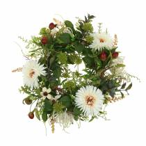 Coroa de flores de outono crisântemo branco Ø30cm