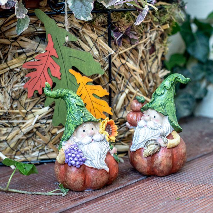 Gnomo de outono decoração de abóbora figura de gnomo sortida H 11,5 cm 2 pçs
