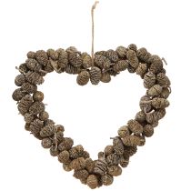 Itens Cone de decoração de coração cone de amieiro branco lavado 24cm