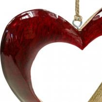 Coração de madeira, coração decorativo para pendurar, coração decorativo vermelho H15cm