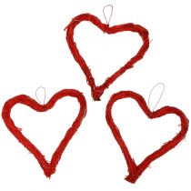 Bastão de corações para pendurar vermelho 10cm 12pcs