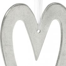 Coração decorativo para pendurar decoração de casamento de alumínio prateado 22 × 12cm
