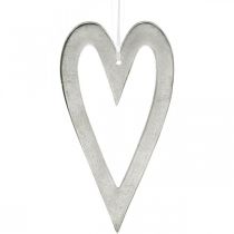 Coração decorativo para pendurar decoração de casamento de alumínio prateado 22 × 12cm