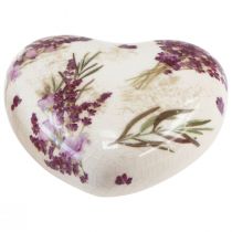 Itens Decoração de coração Decoração de cerâmica Lavanda Decoração de mesa Grés 8,5 cm 3 peças