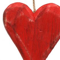 Corações de madeira para pendurar vermelho, branco 11,5cm 4pcs