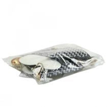 Itens Decoração de metal preto e branco em forma de coração para pendurar 7,5×11cm 4 peças