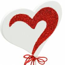 Itens Plugue decorativo de coração em palito vermelho e branco para Dia dos Namorados 16 unidades