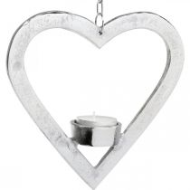Itens Porta-velas no coração, decoração de vela para pendurar, casamento, decoração do Advento em metal prata Alt.17,5cm