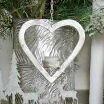 Itens Coração para pendurar, suporte para velas para o Advento, decoração de casamento prata metal H24cm