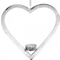 Itens Coração para pendurar, suporte para velas para o Advento, decoração de casamento prata metal H24cm