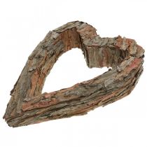 Deco coração de madeira de casca de pinheiro 40×32cm