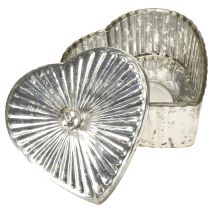 Itens Lata em formato de coração com tampa, lata de vidro com coração, champanhe, 15,5 x 15 x 10 cm