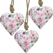 Coração com motivos florais, Dia da Mãe, pingente de metal H9cm 3pcs