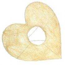 Manguito de coração de sisal branqueado 25cm 6 unidades
