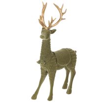 Itens Figura decorativa de veado em pé, com chifres flocados, 31 cm