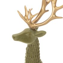 Itens Figura decorativa de veado em pé, com chifres flocados, 31 cm