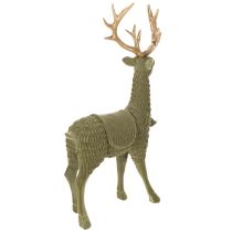 Itens Figura decorativa de veado em pé, com chifres flocados, 31 cm