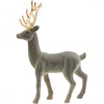 Itens Figura decorativa veado decorativa rena flocada cinza H37cm