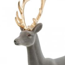 Itens Figura decorativa veado decorativa rena flocada cinza H37cm