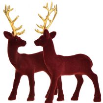 Itens Deer Deco Reindeer Bordeaux Gold Calf Flocado 20 cm Conjunto de 2
