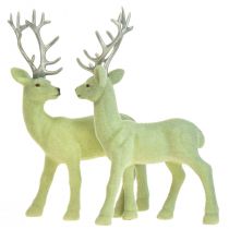 Itens Deer Deco Reindeer Verde Cinza Bezerro Flocado 20 cm Conjunto de 2