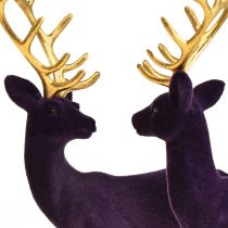 Itens Deer Deco Reindeer Violet Gold Bezerro Flocado 20 cm Conjunto de 2