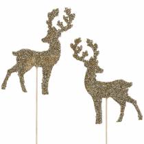 Itens Deco plug deer glitter dourado sortido 8/10cm 18uds