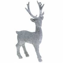 Itens Figura Deco cervo prata glitter 25cm x 12cm