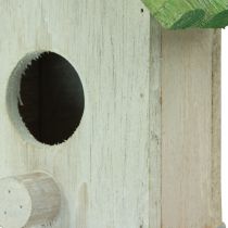 Itens Decoração suspensa casinha de passarinho madeira verde branco 14,5×7,5×17,5cm