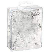 Itens Alfinetes de lapela para casamento transparentes/prateados 5 cm 50 peças